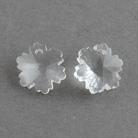 Snowflake Transparent Glass Pendants X-EGLA-R081-07-1