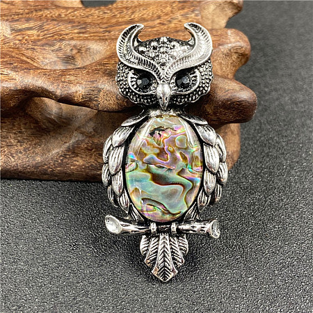 Antique Silver Owl Brooch Pins PW-WG382CA-02-1