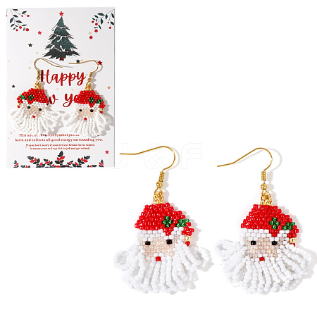 Bohemian Santa Claus Tassel Glass Beads Dangle Earrings LB4311-1