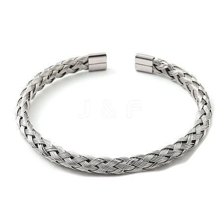 Non-Tarnish 304 Stainless Steel Wire Wrap Cuff Bangles BJEW-E079-02P-1