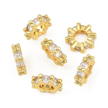 Brass Pave Clear Cubic Zirconia European Beads CU-CBA6A75-21G-1