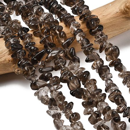 Natural Smoky Quartz Chips Beads Strands F037-1