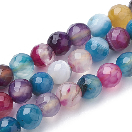 Natural Striped Agate/Banded Agate Beads Strands G-S281-51L-6mm-1