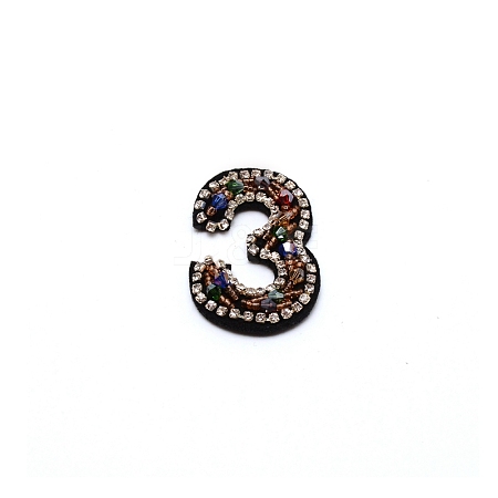 Number Colorful Rhinestone Patches DIY-WH0308-25C-1