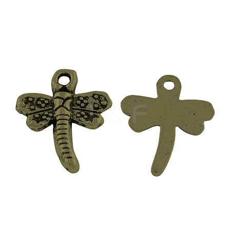 Tibetan Style Dragonfly Alloy Pendants TIBEP-A718-AB-NR-1