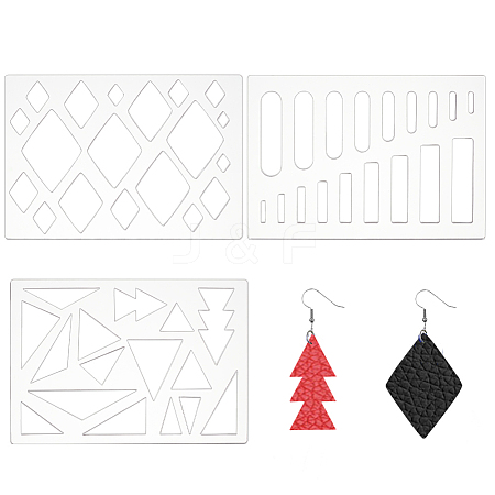 3Pcs 3 Styles Clear Acrylic Drawing Stencils AJEW-HY0001-77C-1