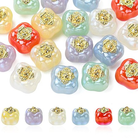 18Pcs 6 Colors UV Plating Acrylic Beads MACR-CJ0002-35-1