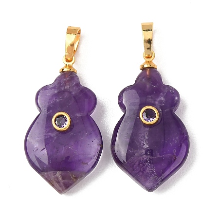 Natural Amethyst Pendants G-P628-05G-04-1