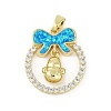 Christmas Theme Rack Plating Brass Micro Pave Cubic Zirconia Pendants KK-U032-14G-03-1