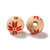 Printed Wood European Beads WOOD-Z002-08I-2