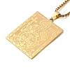 Rectangle 304 Stainless Steel Box Chain Saint Benedict Medal Pendant Necklaces for Women and Men NJEW-F324-09G-1