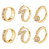  Jewelry 3 Pairs 3 Style Round & Lightning Bolt & Square Cubic Zirconia Huggie Hoop Earrings EJEW-PJ0001-03-7