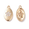 Brass Micro Pave Clear Cubic Zirconia Charms KK-G418-10G-2