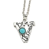Letter A~Z Antique Silver Plated Alloy with Synthetic Turquoise Pendant Necklaces NJEW-G080-01V-1