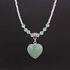 Natural Gemstone Heart Pendant Colorful Glass Seed Beads Beaded Necklaces for Women VA8487-5-1