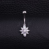 316L Surgical Stainless Steel Micro Pave Clear Cubic Zirconia Curved Barbell Belly Rings WGD8A79-05-1