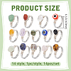 14Pcs 14 Styles 304 Stainless Steel & Gemstone Chip & Evil Eye Resin Finger Rings NJEW-WR00012-2