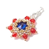 Flower Glass & Seed Bead Woven Pendants PALLOY-MZ00265-1-3