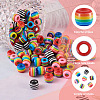 Beadthoven 90pcs 6 colors Opaque Stripe Resin European Beads RESI-BT0001-22-17