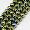 Electroplate Non-magnetic Synthetic Hematite Beads Strands G-J169A-4mm-06-1