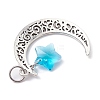 8Pcs 8 Color Glass Star & Alloy Moon Pendants PALLOY-JF02289-4