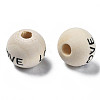 Printed Natural Wood European Beads WOOD-T019-43-3