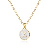 Alloy White Enamel Flat Round with Letter Pendant Necklaces FS-WG63565-26-1