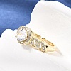 Brass Micro Pave Clear Cubic Zirconia Cuff Open Rings CU-CBA5C10-17G-3