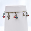 Vintage Alloy Bell Leaf and Porcelain Rondelle Beads Tassel Anklets for Women FS-WG4AD9F-01-3