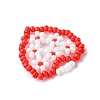 3Pcs 3 Colors Glass Seed Beaded Heart with Flower Pendants PALLOY-MZ00529-5