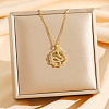 Brass Micro Pave Clear Cubic Zirconia Ring with Snake Pendants Necklaces NJEW-K280-03A-G-1