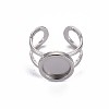 Tarnish Resistant 201 Stainless Steel Cuff Pad Ring Settings STAS-S080-040A-P-2