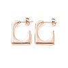 Ion Plating(IP) 304 Stainless Steel Rectangle Stud Earrings EJEW-P198-03RG-1