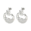 Crab Claw Rack Plating Brass Micro Pave Cubic Zirconia Dangle Stud Earrings EJEW-F331-20P-1