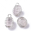 Iron Wrap-around Spiral Bead Cage Pendants IFIN-R239-15P-1