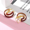 Brass Enamel Hoop Earrings For Women EJEW-B115-01G-03-3