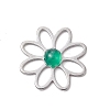 201 Stainless Steel Pave Gemstone Flower Cabochons PALLOY-JF03492-3