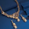 Teardrop Alloy Rhinestone Bib Necklaces & Stud Earring Sets for Women FS-WG2AA93-02-4