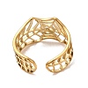 Ion Plating(IP) 304 Stainless Steel Hollow Spider Web Open Cuff Ring for Women RJEW-M149-25G-2