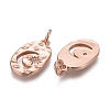 Hammered Brass Micro Pave Clear Cubic Zirconia Pendants KK-F821-20RG-2