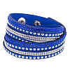 6-row Suede Cord & Rhinestone & Alloy Rivet Wrap Bracelets WGDA315-06-1