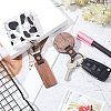  6Pcs 2 Style Imitation Leather & Walnut Wood Keychain KEYC-NB0001-47-5