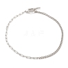 Rhodium Plated 925 Sterling Silver Curb Chain & Paperclip Chain Anklets AJEW-F162-002P-1