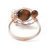 Planet Natural Tiger Eye Finger Rings RJEW-TA00170-6