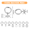 16Pcs 8 Style Pentacle & Triple Moon & Star of David Alloy Shoe Charms HJEW-AB00638-2