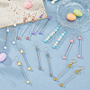 8 Pairs 8 Colors Round Spray Printed Alloy Dangle Earrings EJEW-HS0001-42-3