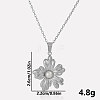 French Style 304 Stainless Steel Pave Natural Pearl Flower Pendant Necklaces OO0634-1-1