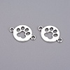 Tibetan Style Flat Round with Dog  Paw Print Alloy Links connectors X-TIBE-Q045-04AS-RS-2