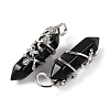 Natural Obsidian Double Terminal Pointed Pendants G-C144-03P-11-2