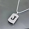 Rectangle with Laser Cut Letter 201 Stainless Steel Initial Pendant Necklaces WGA5E8C-10-1